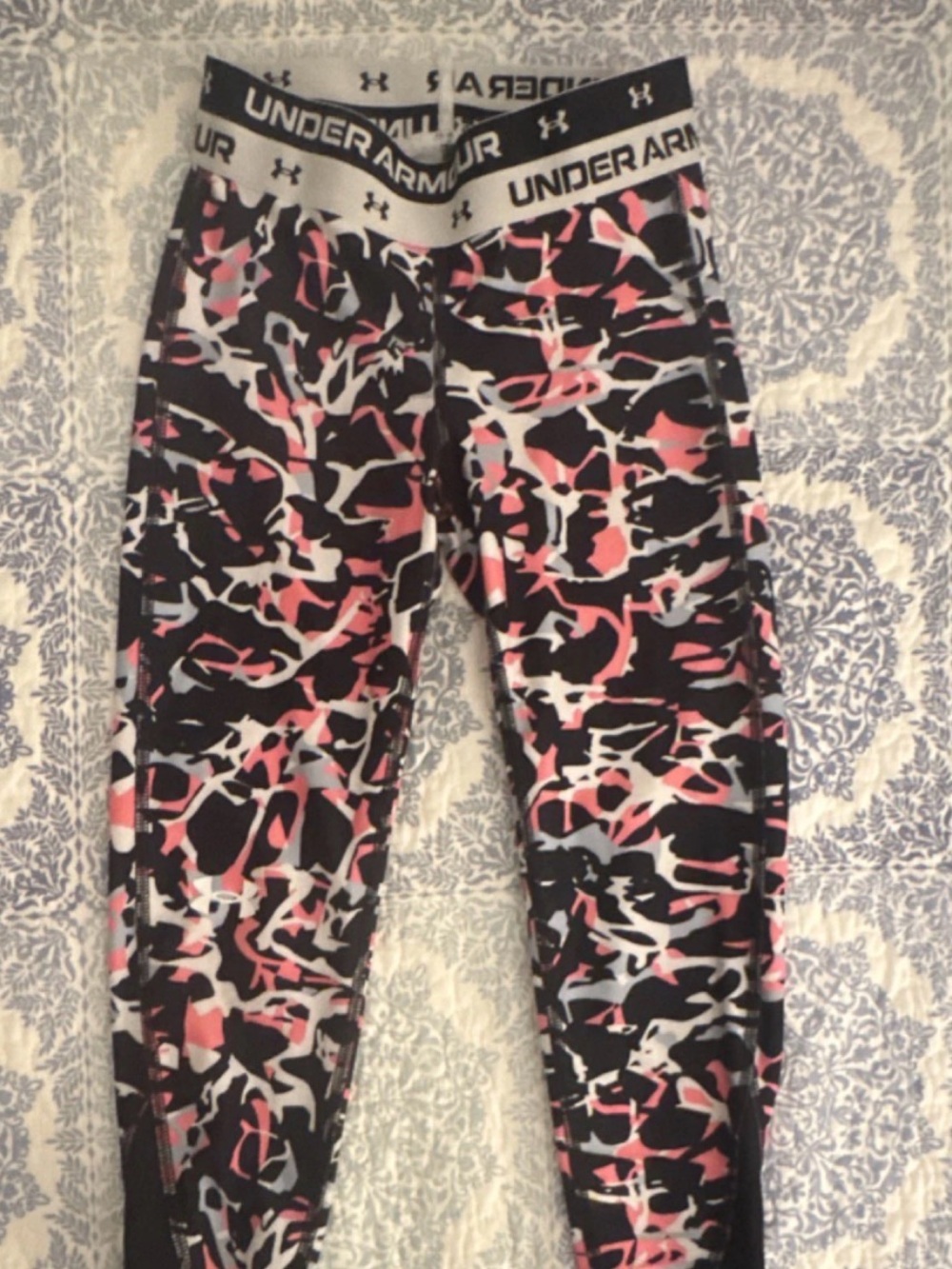 Under Armour Black Pink White Camo-Print Girls' Leggings